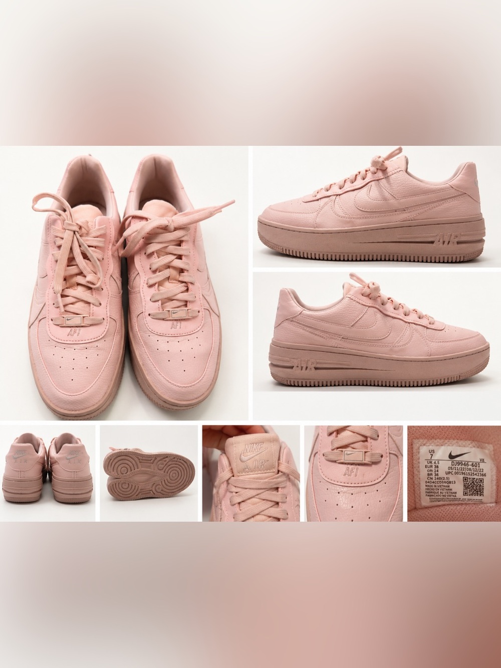 Nike Air Force 1 Pink Platform Sneakers Women’s 9.5 DJ9946-600